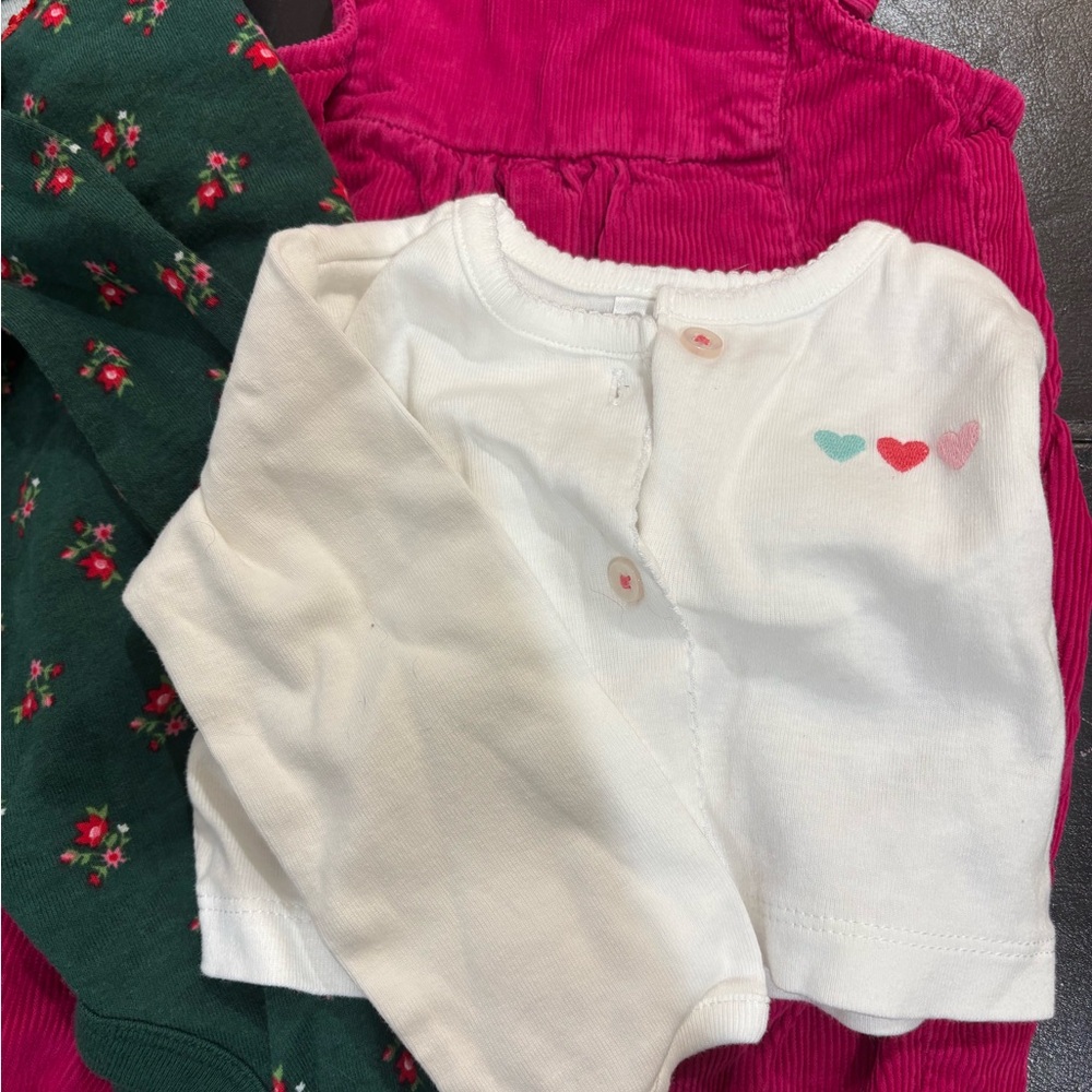 Baby outfit with two options paired with overalls